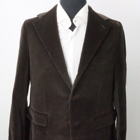 Sartoria Partenopea Brown Velour Velvet Cotton 2 Pc Suit Jacket Pants Sz 36 - Picture 3 of 10